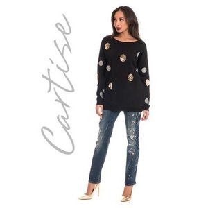 Black Pullover with Embellishments - Size S